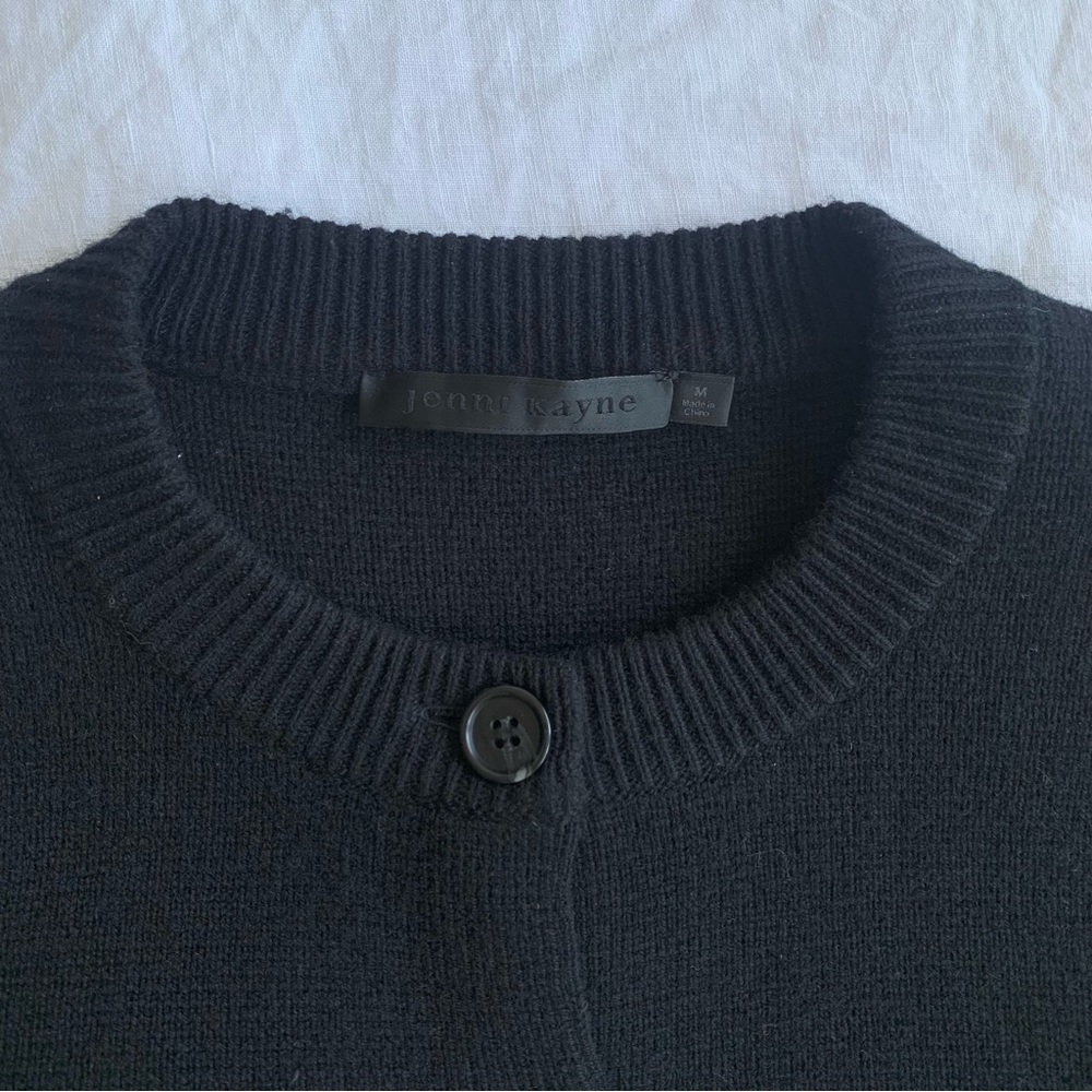 Jenni Kayne Cooper Wool Cashmere Crewneck Button Knit Cardigan Sweater Black - Picture 9 of 14